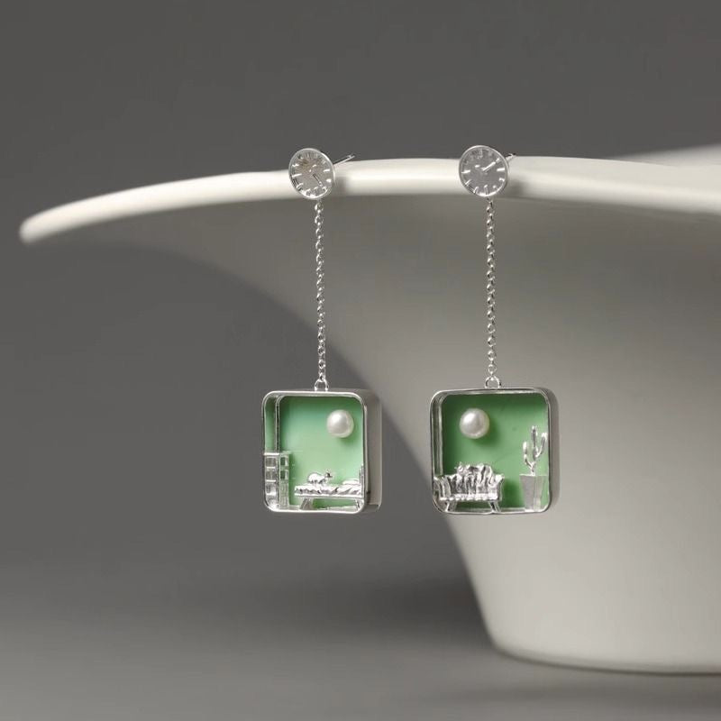Pearl Square Drop Earrings - DippedShop Wholesale - #6787