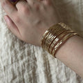 Simple Gold Plated Multi-Layer Open Bracelet 6W6JBR580