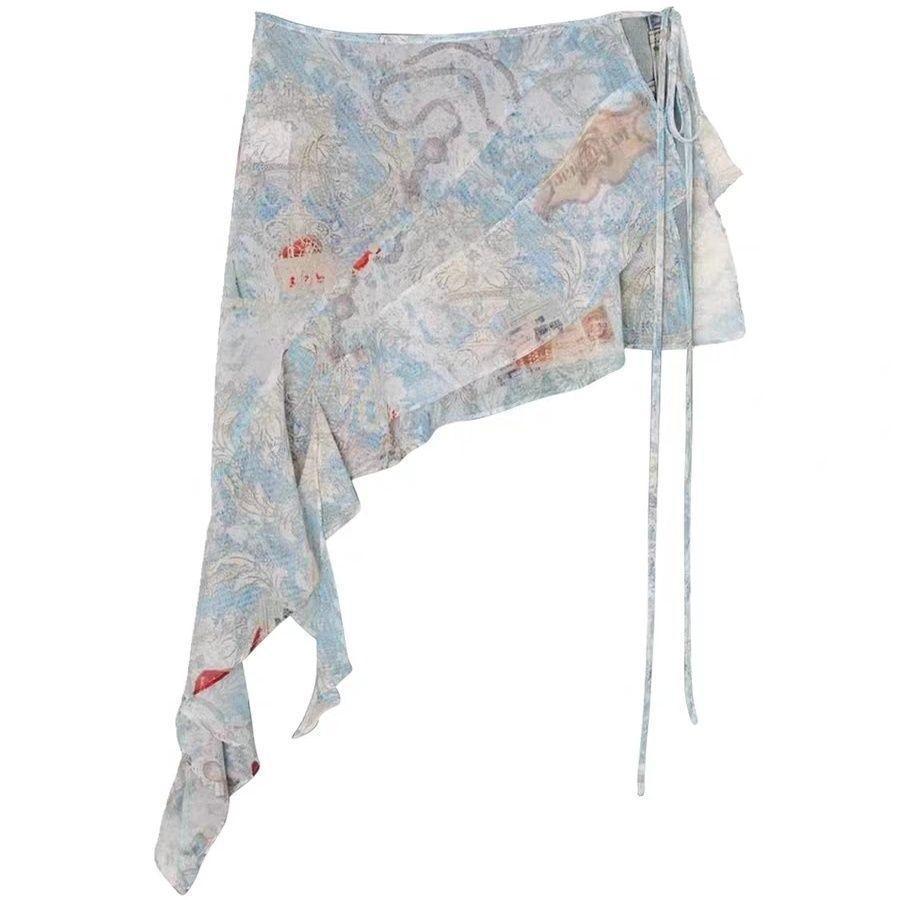 Printed Tie Side Wrap Skirt - DippedShop Wholesale - #2387