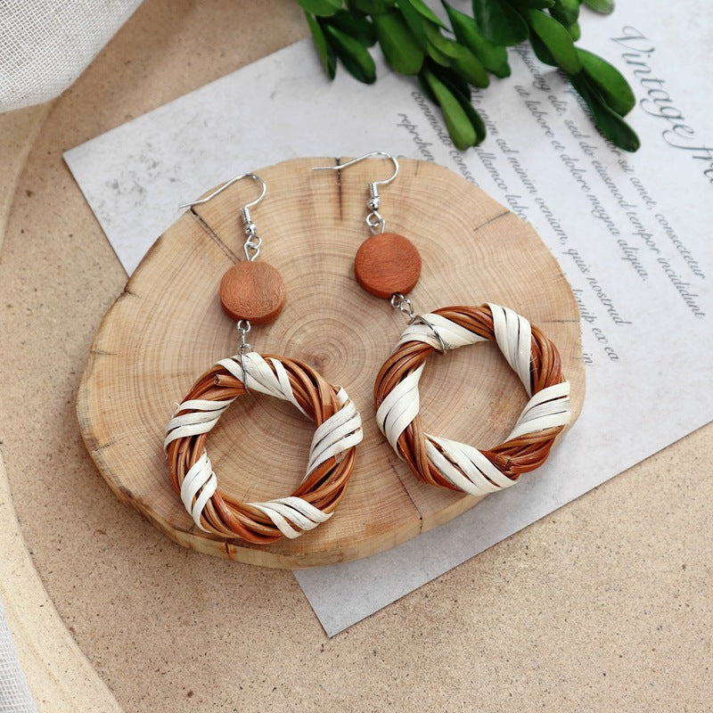 Boho Rattan Drop Dangle Earrings - DippedShop Wholesale - #3507