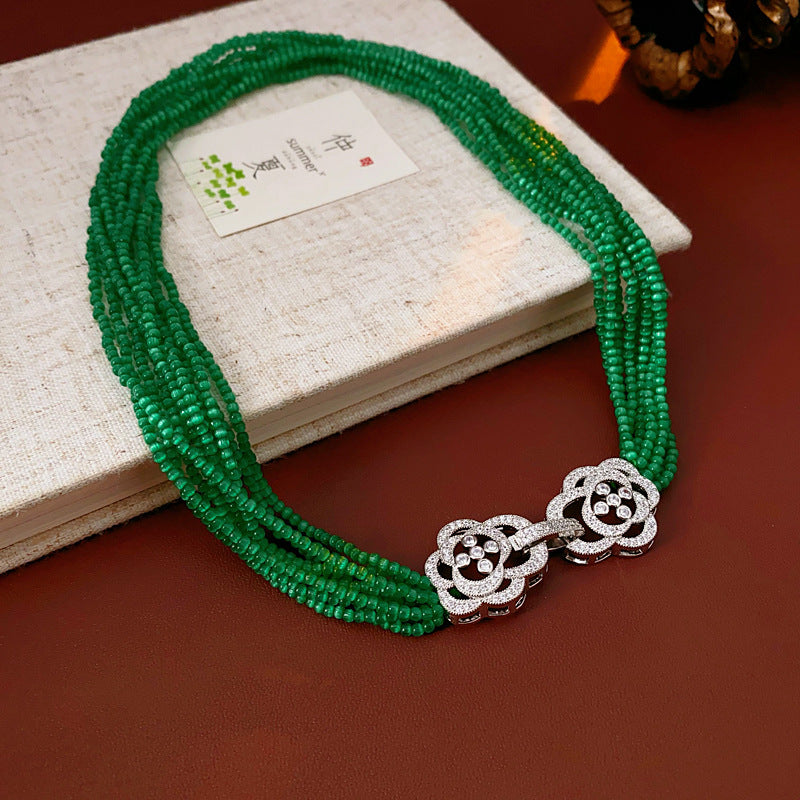 Stylish Multi Layer Beads Chain Camellia Necklace 6W6JNC908
