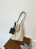 Casual Solid Color Linen Tote Shoulder Bag 6W10BBG1888