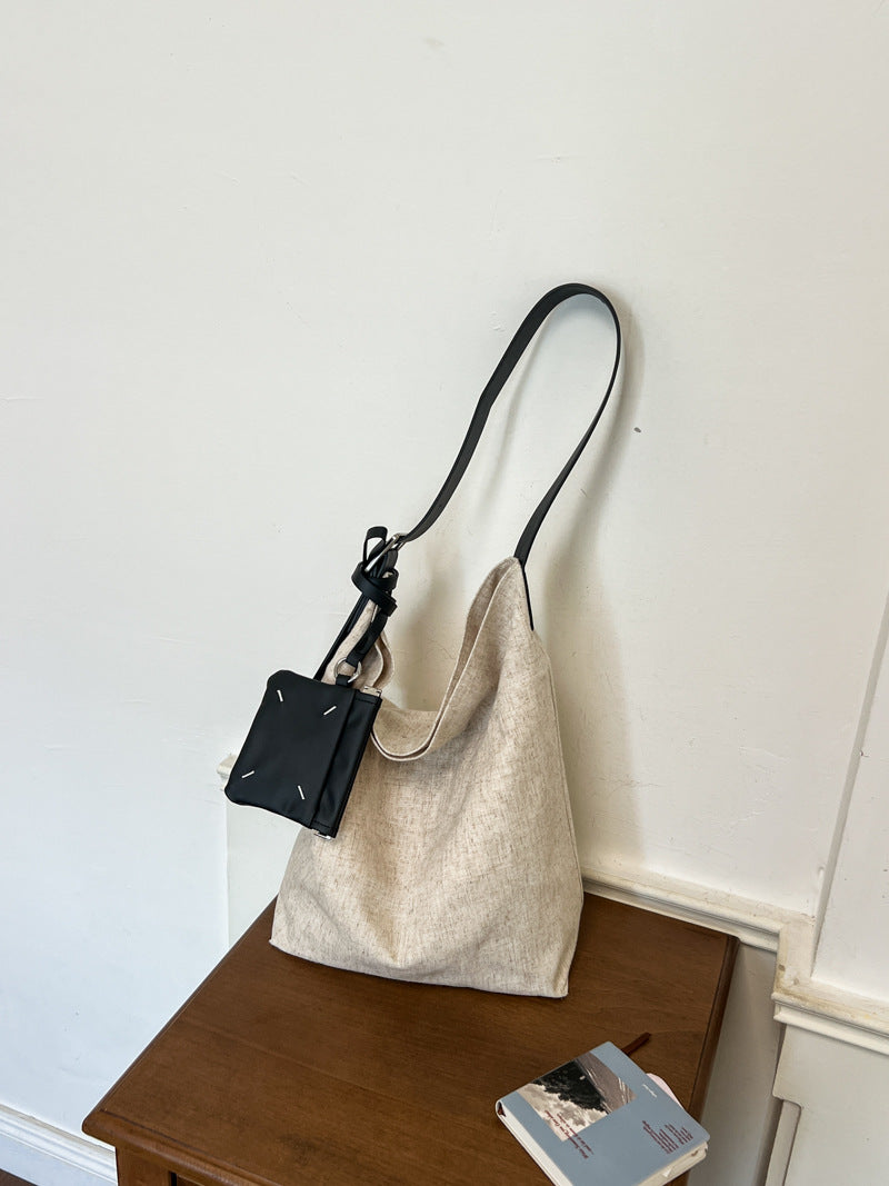 Casual Solid Color Linen Tote Shoulder Bag 6W10BBG1888
