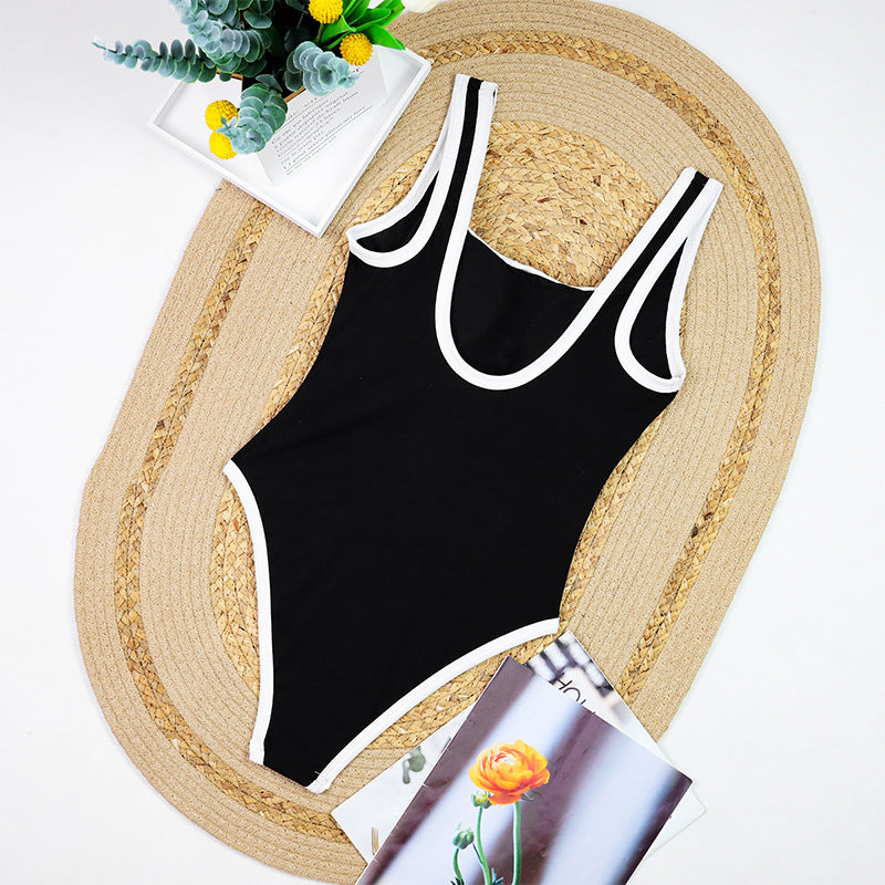 Minimalist Color Contrast Swimsuit - DippedShop Wholesale - #7987