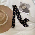 Retro Polka Dots Narrow Lightweight Silk Scarf MK2BLW6W6NSI62