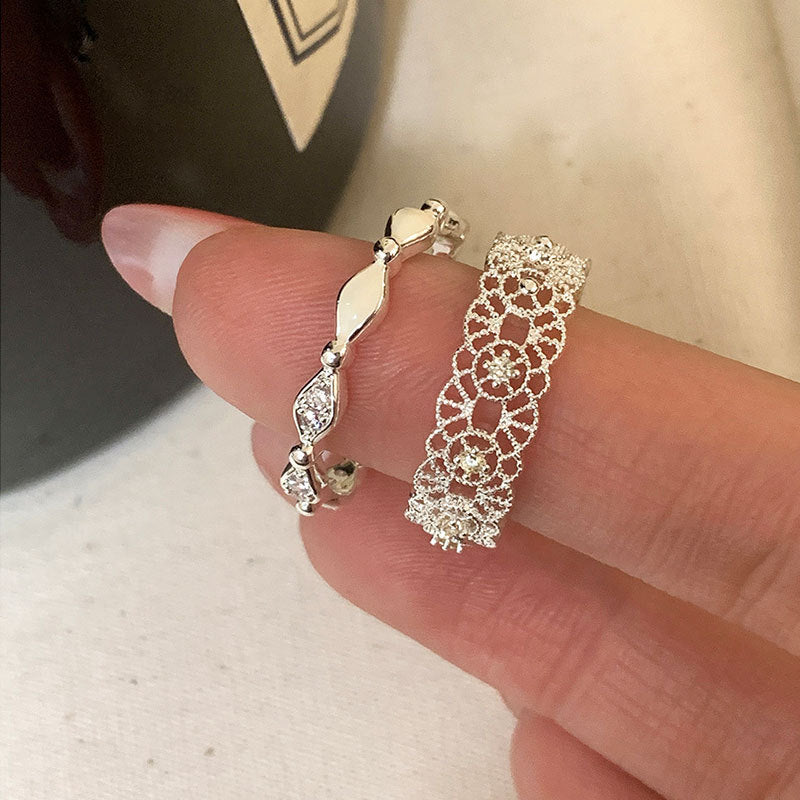 Cubic Zirconia Lace Open Ring - DippedShop Wholesale - #8403