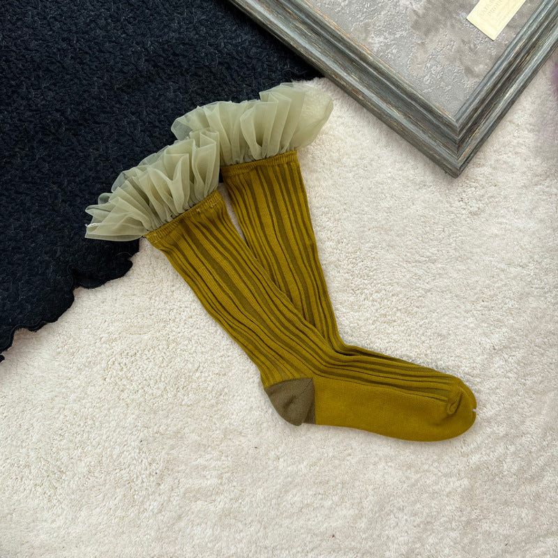 Fairy Tulle Ruffle Slouch Socks 6W8FSO769
