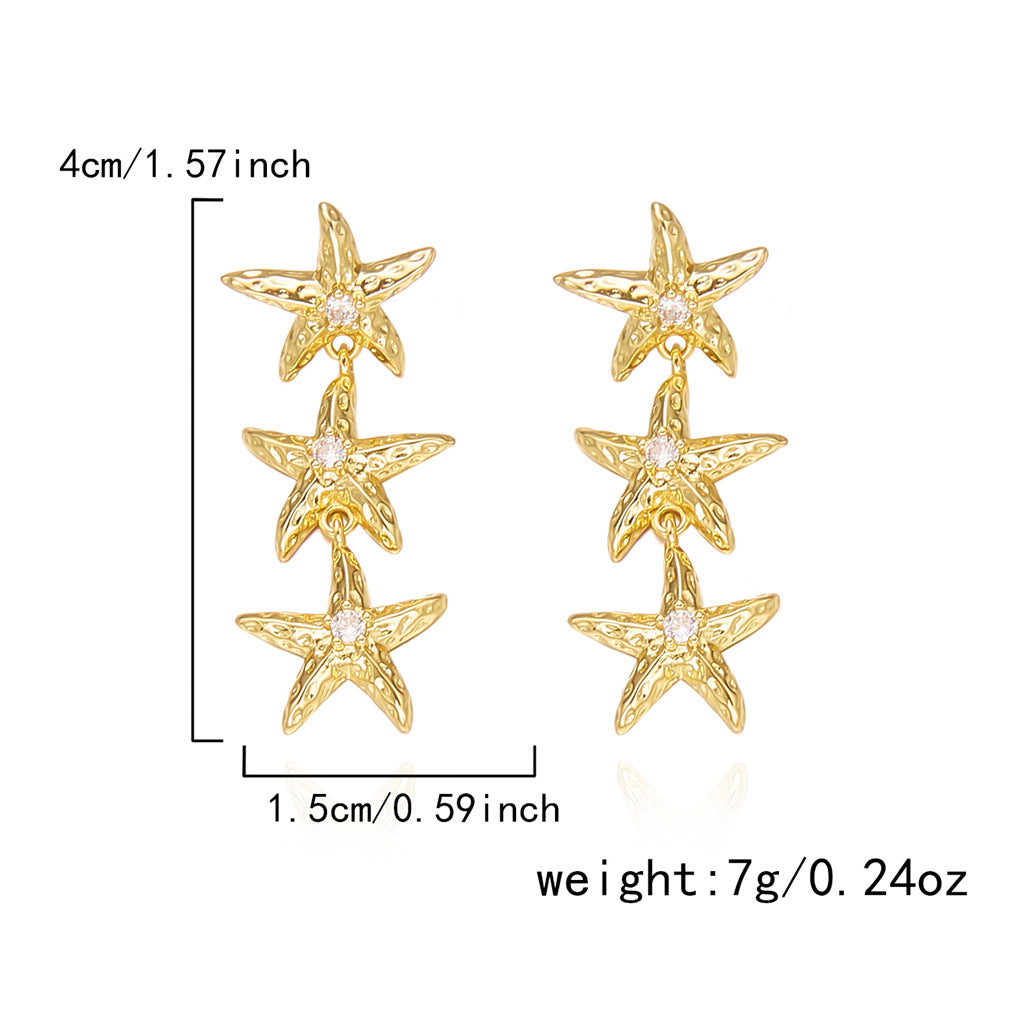 Gold Plated Starfish Stud Earrings - DippedShop Wholesale - #5011