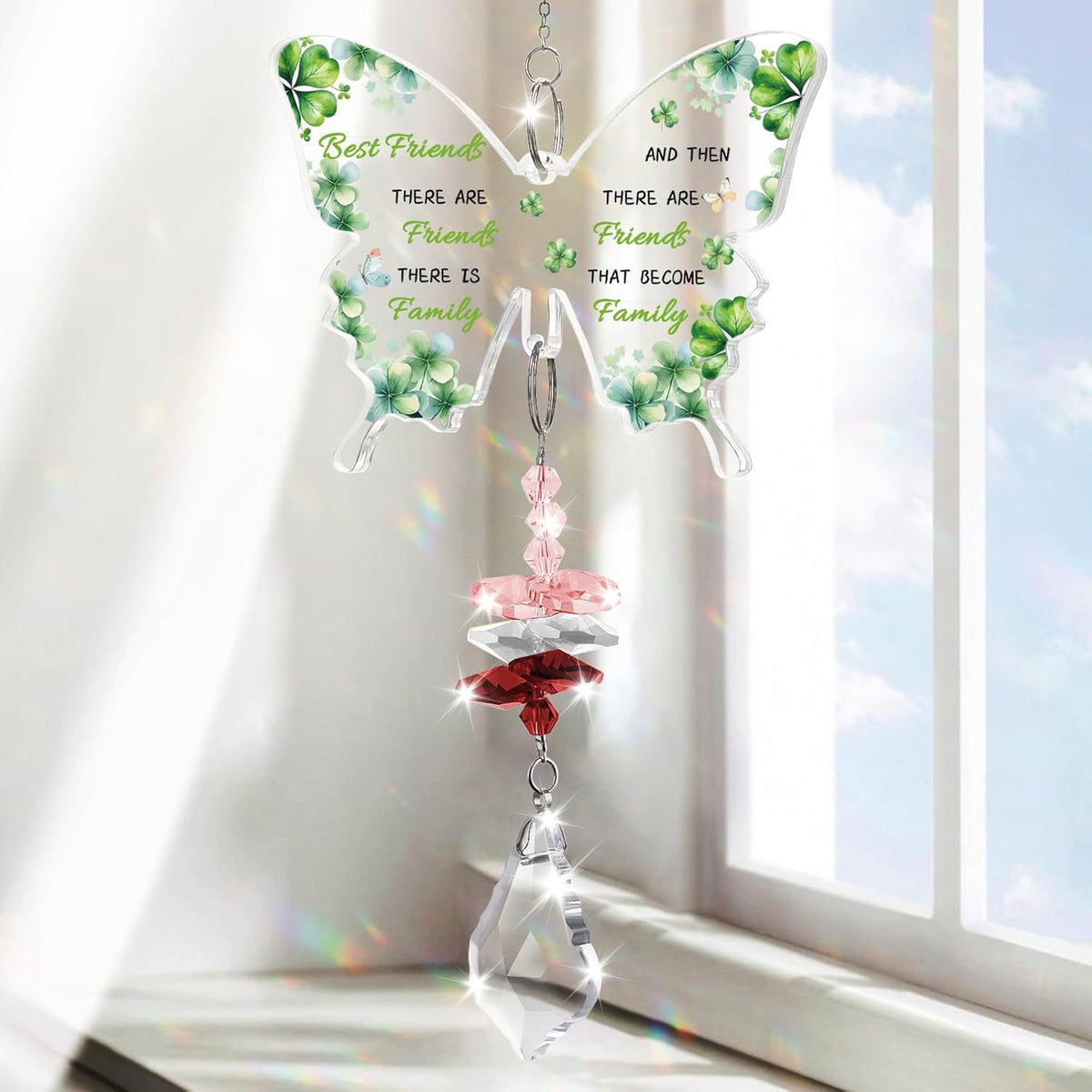 Colorful Butterfly Crystal Bead Wind Chime Suncatcher 6H7HLS215