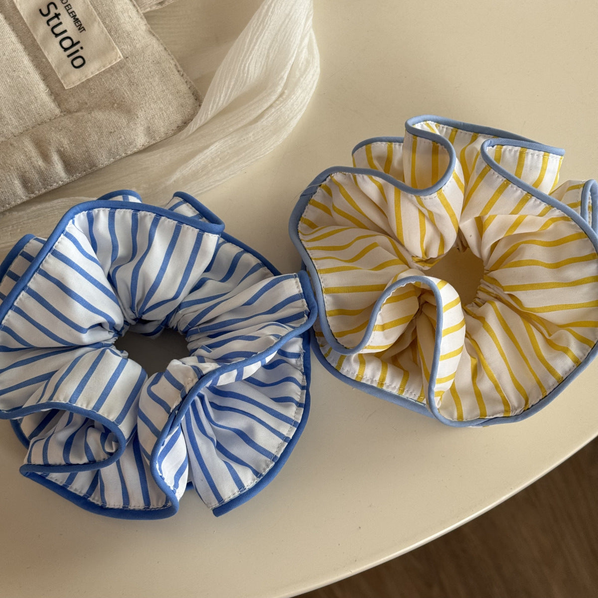 Trendy Double Layered Striped Elastic Scrunchies MK2BW6W6HSR89