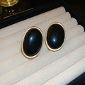 Vintage Gold Plated Oval Resin Stud Earrings 6W6JER718