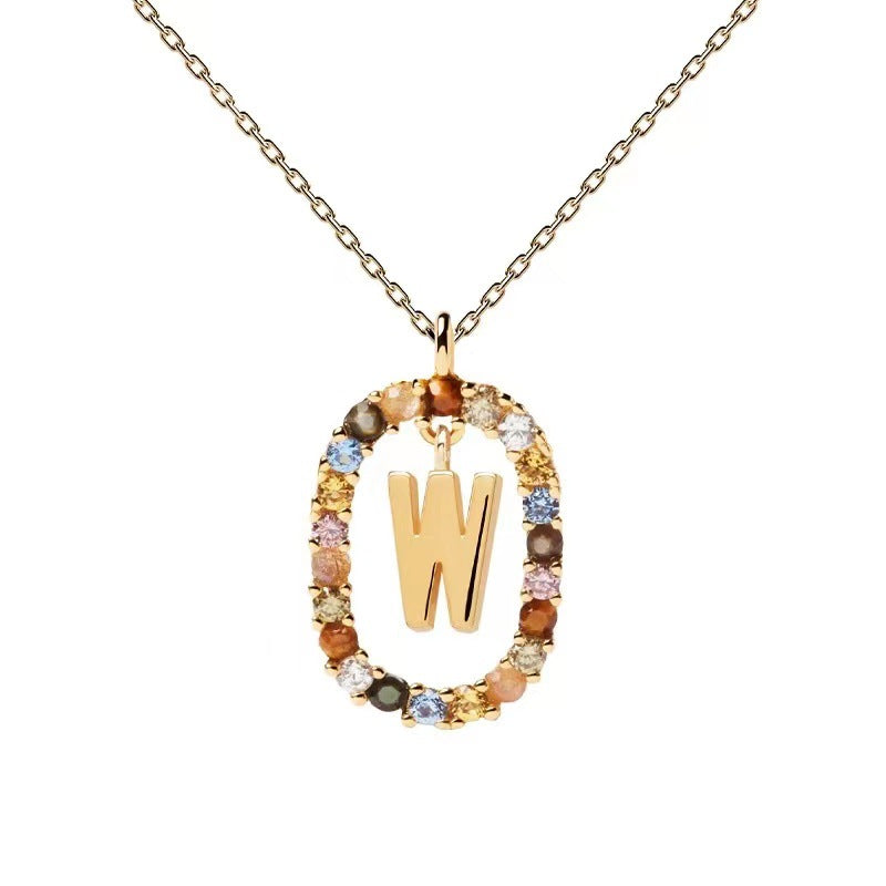 Colorful CZ Letter Pendant - DippedShop Wholesale - #4515