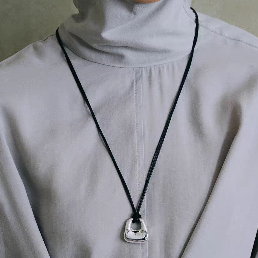 Lock Pendant Leather Braided Necklace - DippedShop Wholesale - #4515