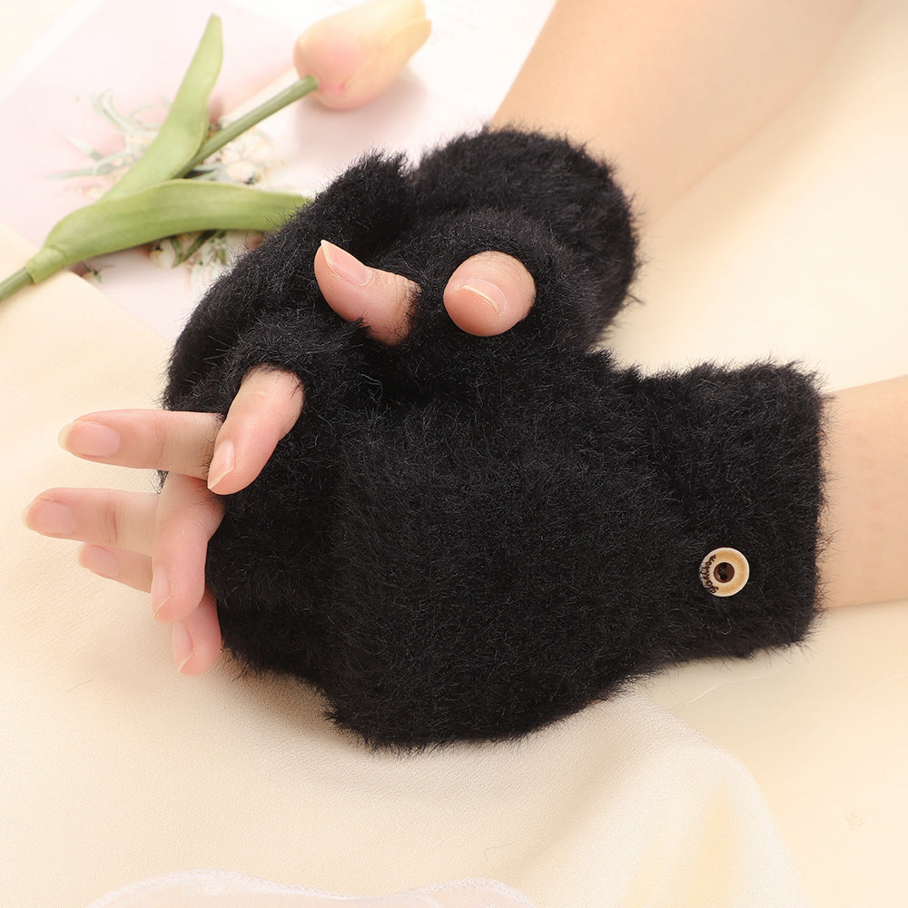 Convertible Fingerless Faux Fur Gloves - DippedShop Wholesale - #5203