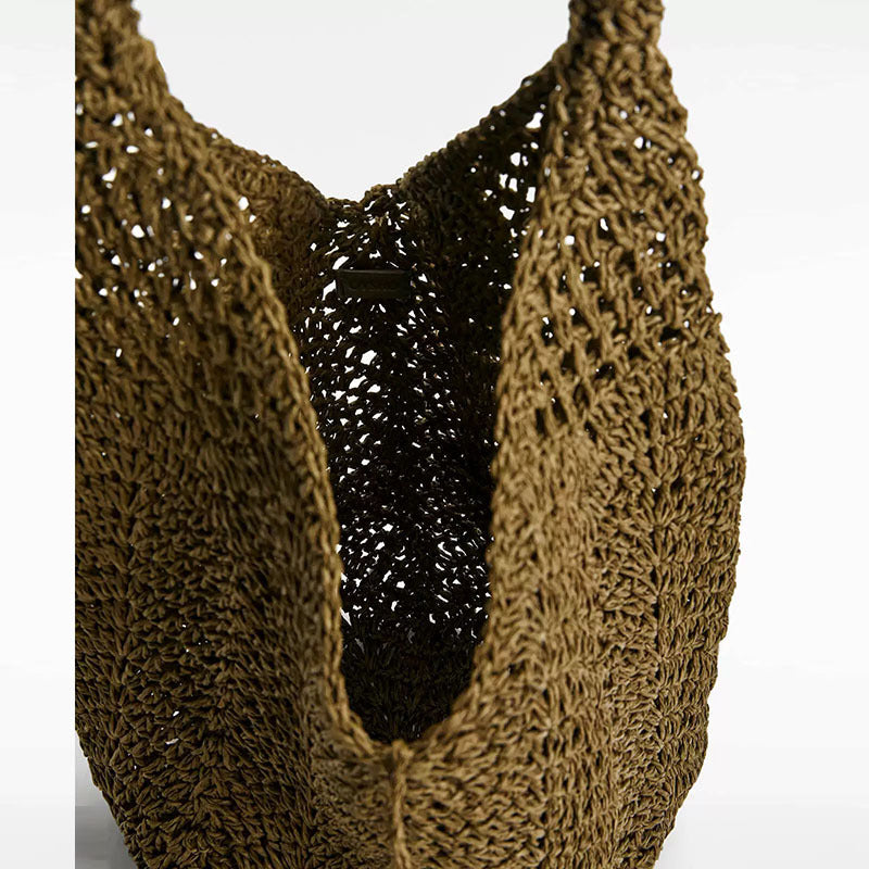 Hollow Woven Straw Shoulder Bag - DippedShop Wholesale - #3363