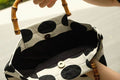 Vintage Polka Dots Bamboo Handle Handbag 6W10BBG1321