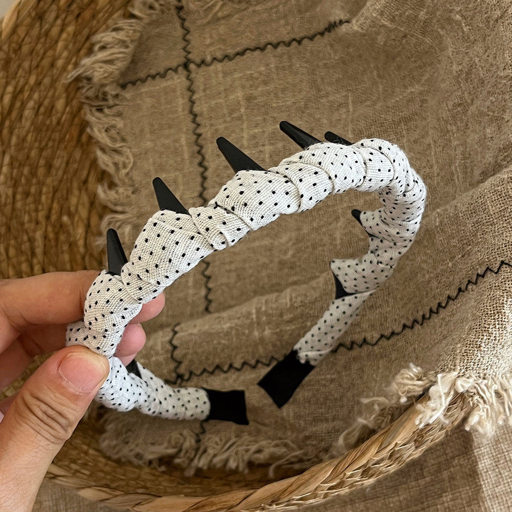 Simple Polka Dot Color Block Toothed Headband 6W6HBD381