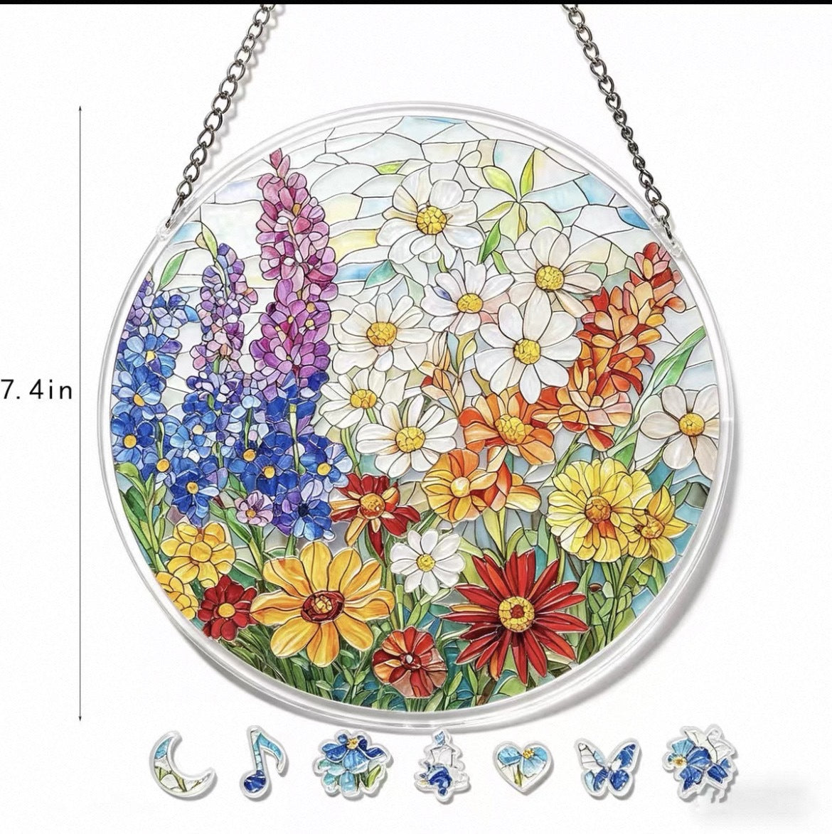 Colorful Stained Glass Style Puzzle Acrylic Suncatcher 6H7HLS181