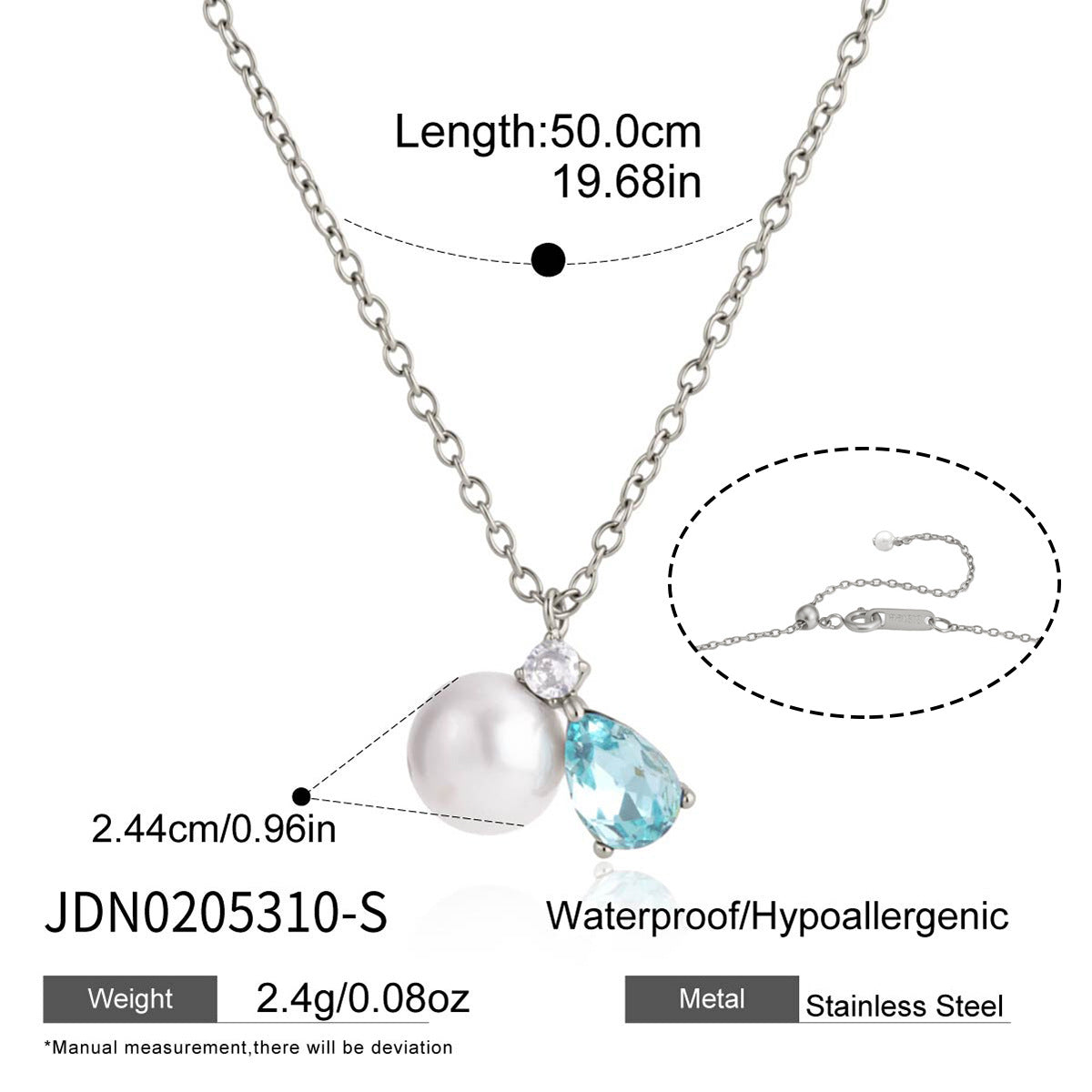 Classic Teardrop Cubic Zirconia Chain Necklace 6W6JNC404L