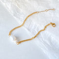 Fashion Gold Plated Pearl Link Chain Bracelet 6W6JBR366
