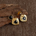 Retro Gold Heart Earrings - DippedShop Wholesale - #0019