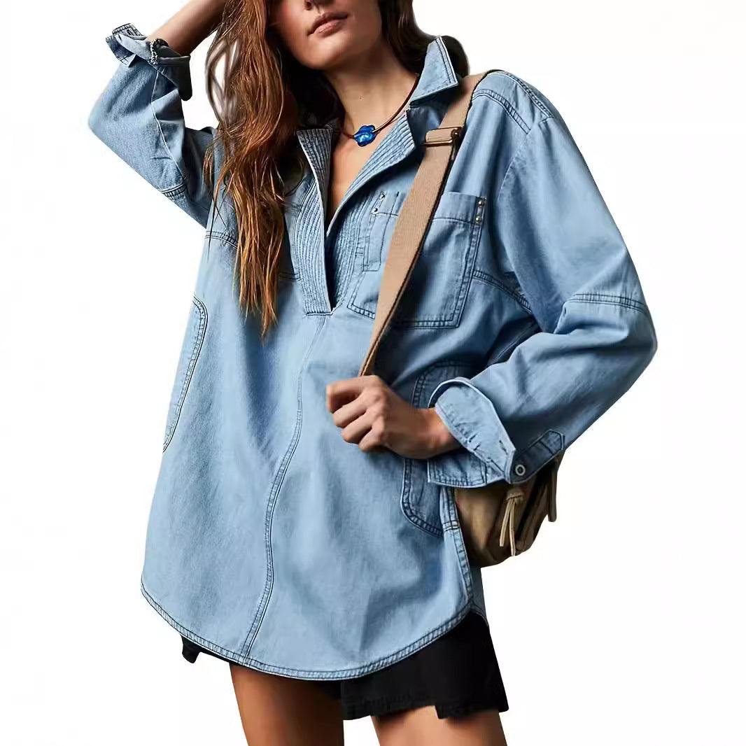 Trendy Polo Denim Top - DippedShop Wholesale - #4291