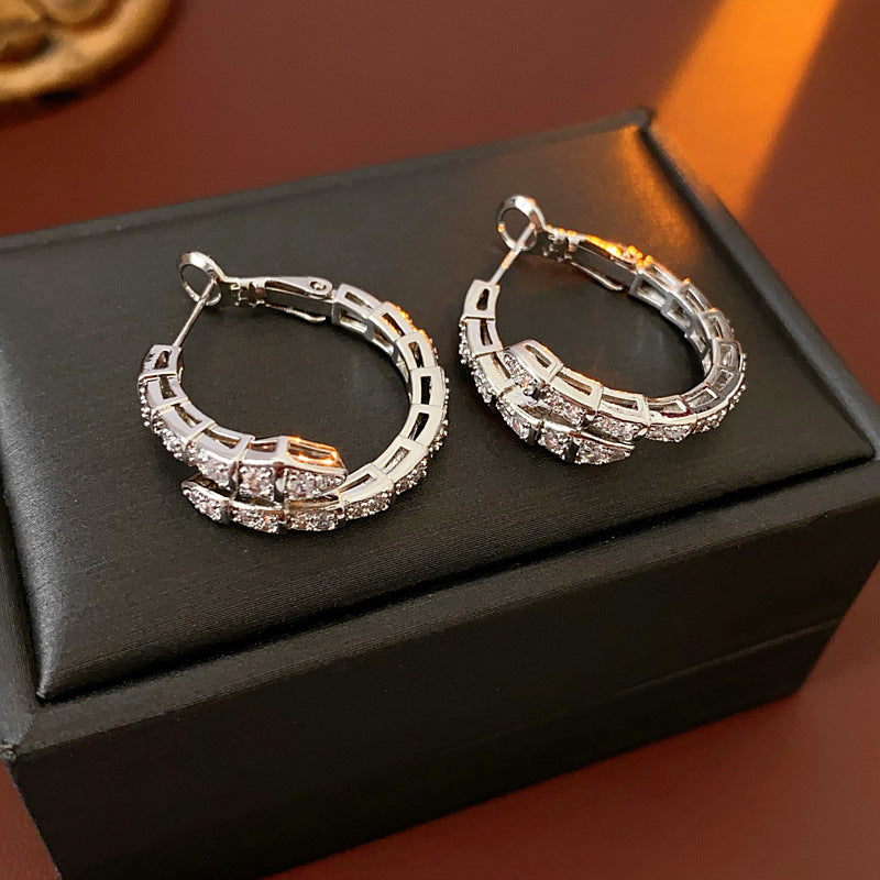 Chunky Gold Plated Rhinestone Statement Hoop Earrings 6W6JER724