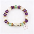 Handmade Halloween Ghost Beaded Stretch Bracelet 6W6JBR449
