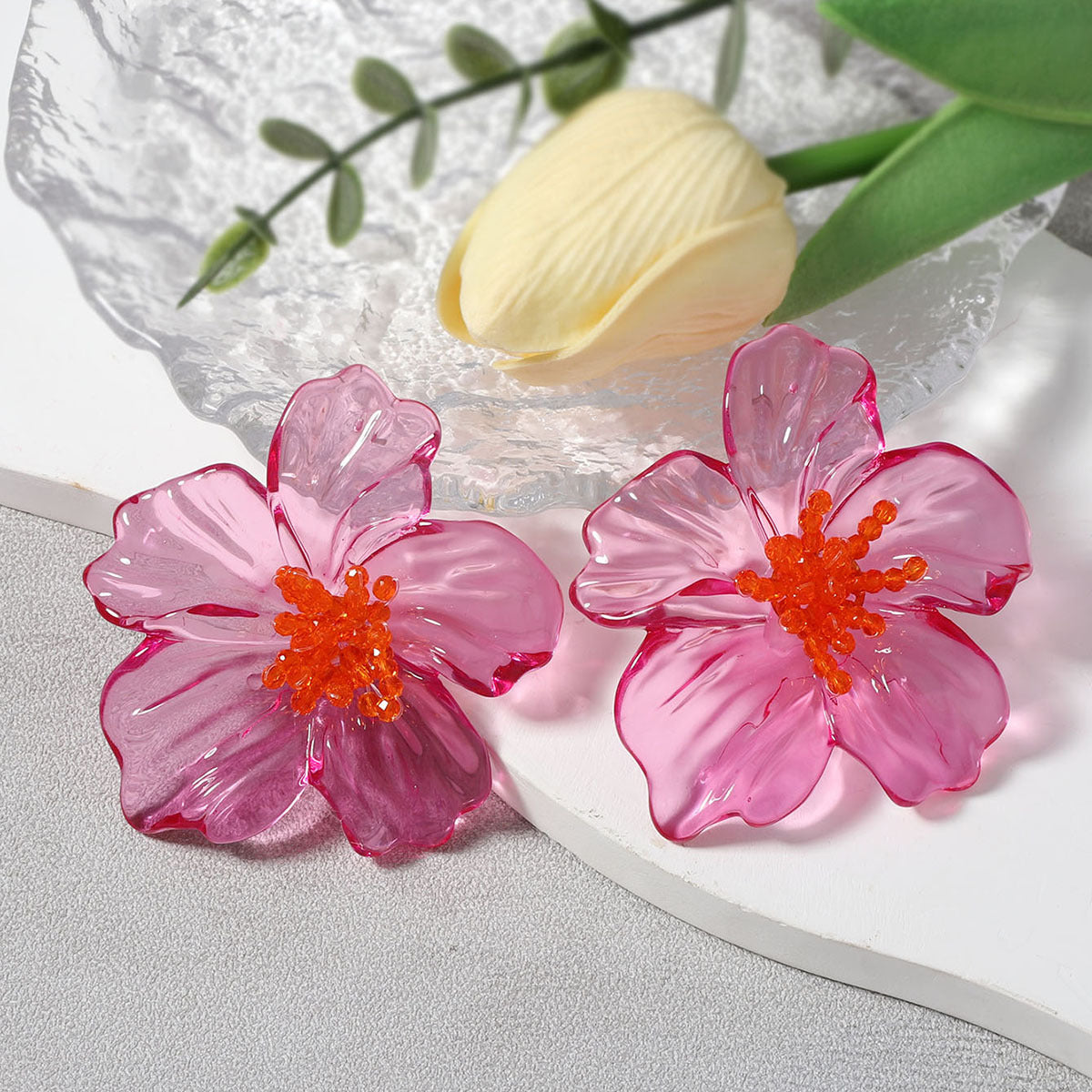 Transparent Acrylic Flower Studs - DippedShop Wholesale - #6883