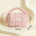 Solid Color Cotton Quilted Top Handle Cosmetic Bag 6S10BOB1042
