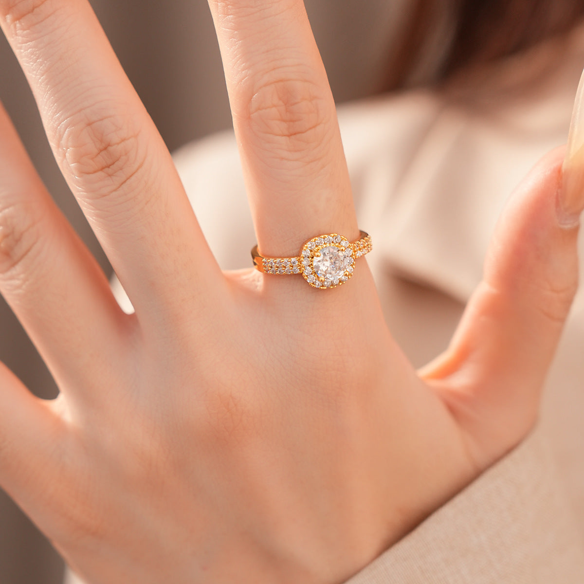 Trendy Square Cubiz Zirconia Engagement Open Ring 6W6JRG370