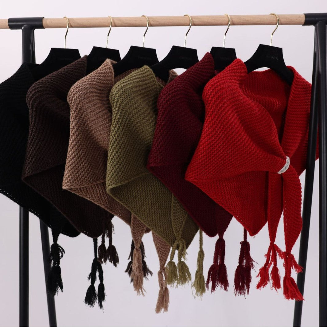 Thick Chunky Knitted Triangle Shawl - DippedShop Wholesale - #6003