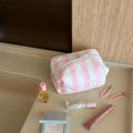 Cute Striped Lint Lightweight Makeup Bag MK2BW6S10BOB120