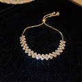 Stylish Gold Plated Rhinestones Heart Pendant Bracelet 6W6JBR715