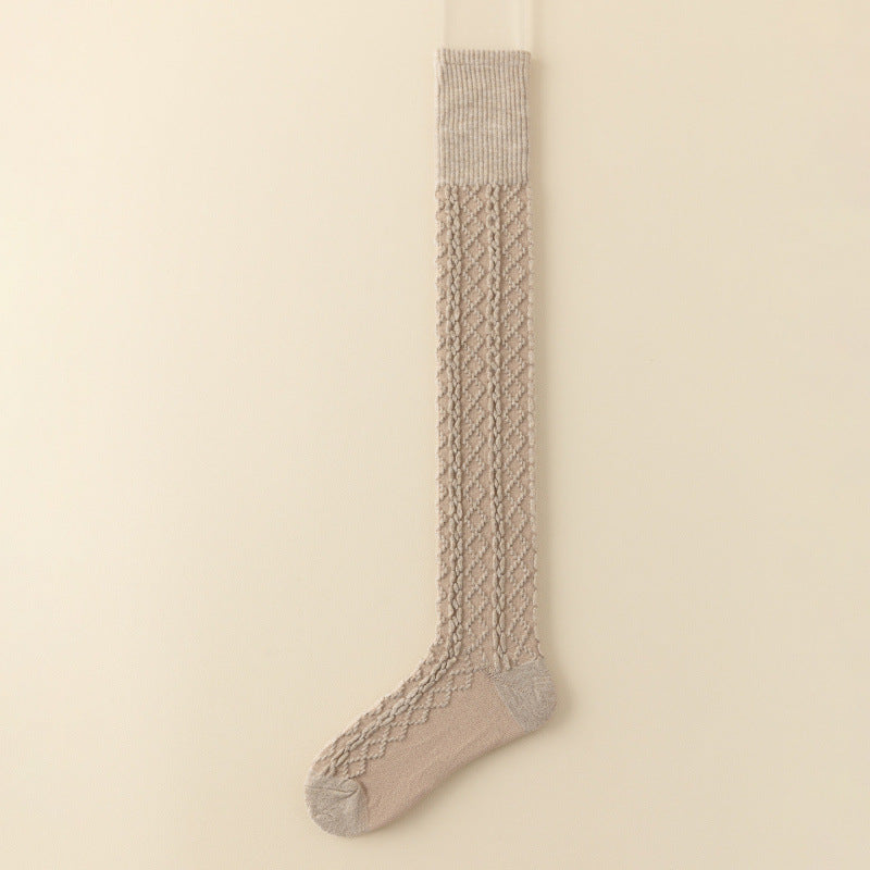 Cable Solid Color Knit Over Knee High Socks 6W8FSO892