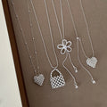 Simple Flower Heart Pendant Chain Necklace 6W6JNC439