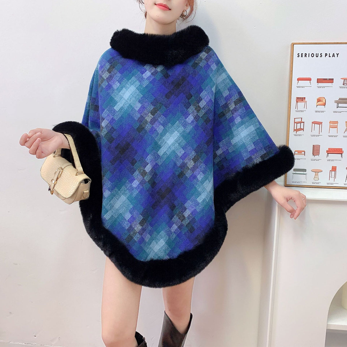 Faux Fur Shawl Cape - DippedShop Wholesale - #6499