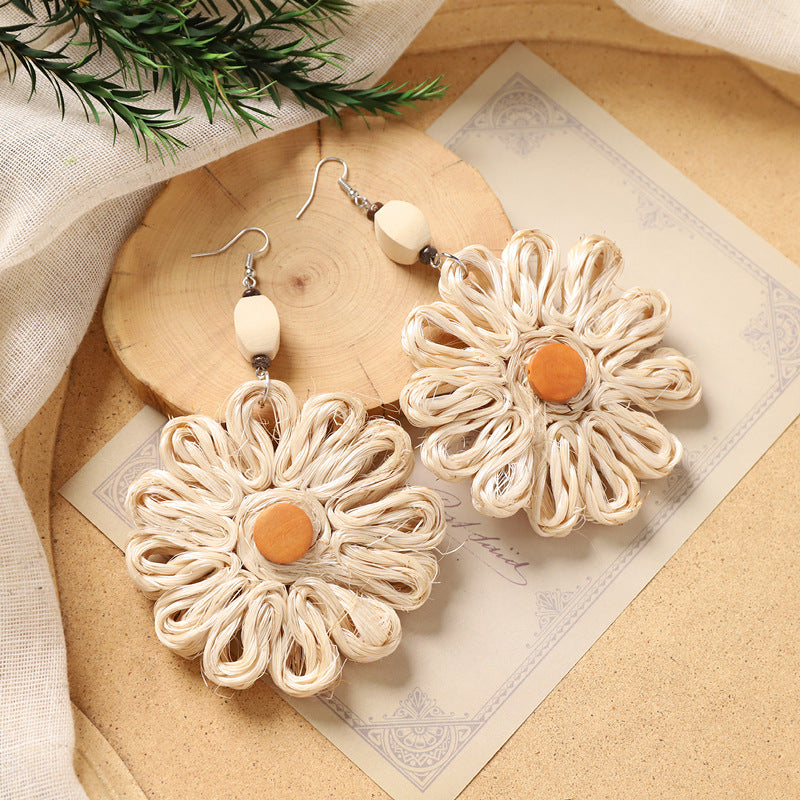 Boho Rattan Dangle Earrings - DippedShop Wholesale - #7283