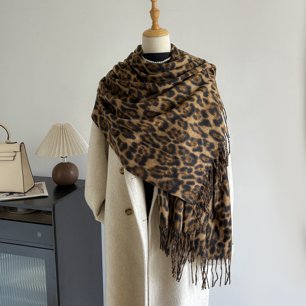 Leopard Print Tassel Scarf - DippedShop Wholesale - #2611