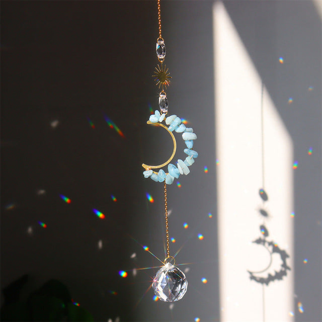 Natural Stone Moon Crystal Hanging - DippedShop Wholesale - #4275
