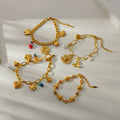 Fashion Gold Plated Floral Heart Charm Bracelet 6W6JBR513