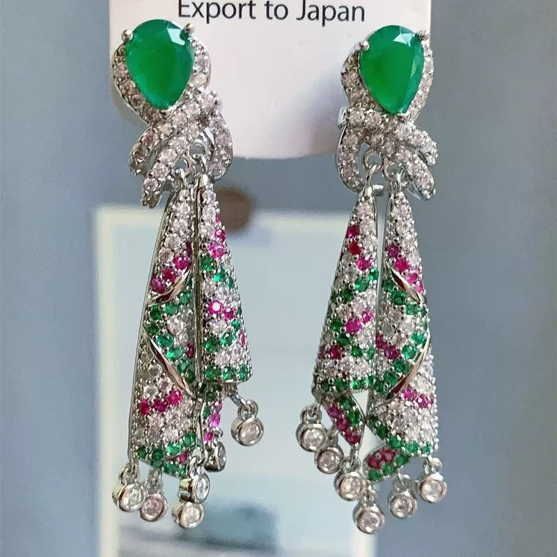 Rhinestone Knot Tassel Drop Earrings 6W6JER764