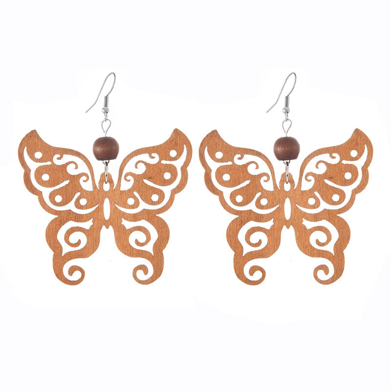 Wooden Butterfly Dangle Earrings - DippedShop Wholesale - #2243