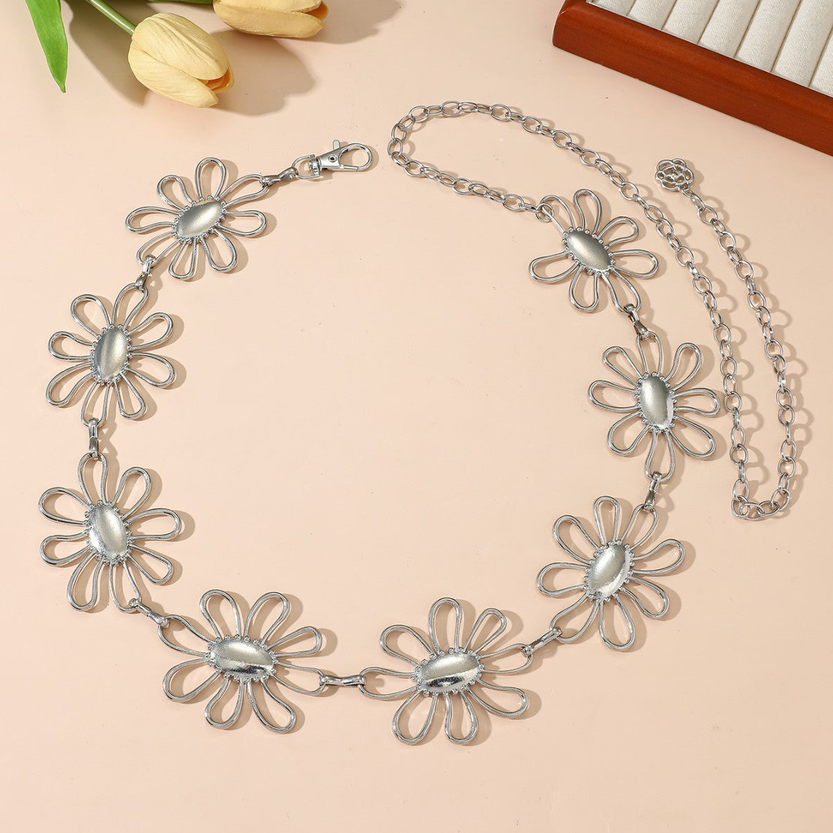 Trendy Gold Plated Hollow Flor - DippedShop Wholesale - #8019