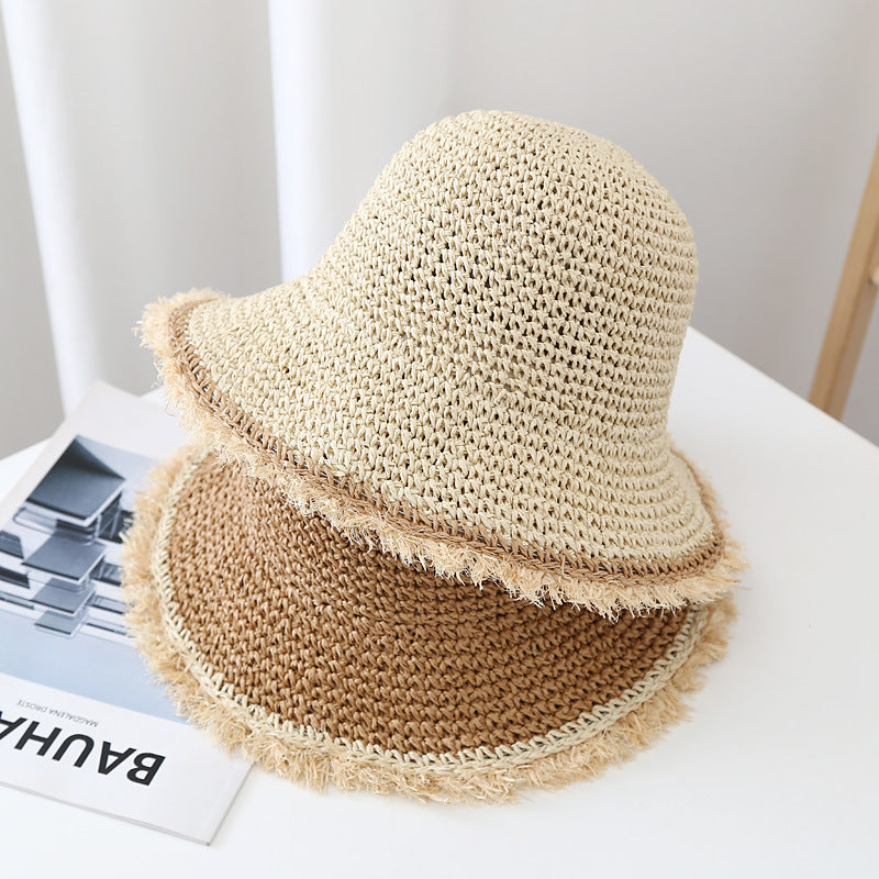 Wide Brim Straw Bucket Hat - DippedShop Wholesale - #4019