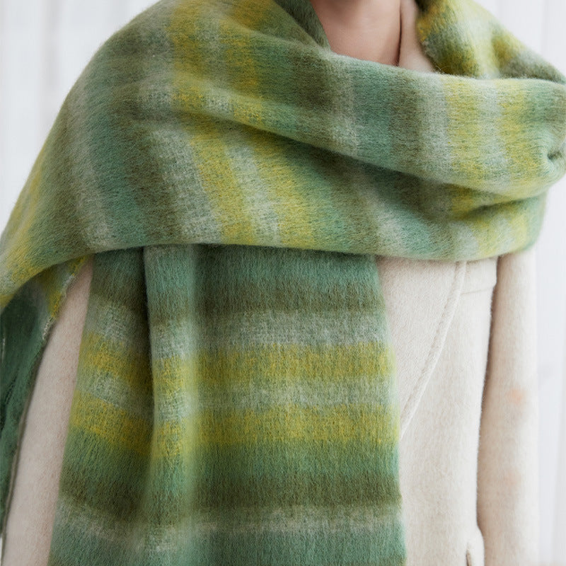 Elegant Striped Soft Thick Warm Tassel Scarf 6W6NSC83