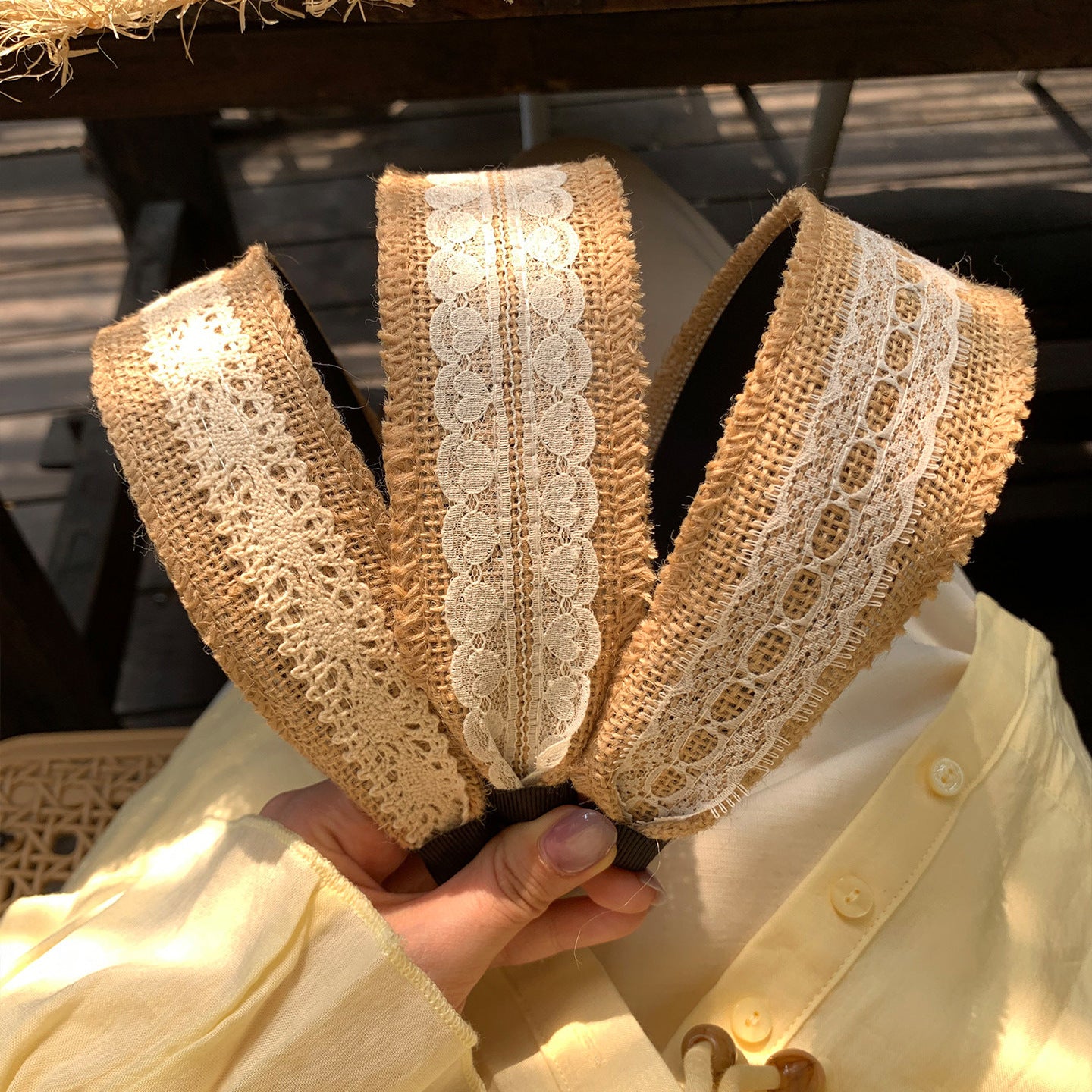 Lace Straw Woven Headband - DippedShop Wholesale - #3251