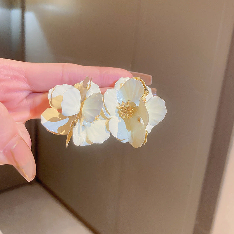 Fresh Flower Enamel Gold Plated Stud Earrings 6W6JER733