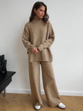 Loose High Collar Knit Set - DippedShop Wholesale - #6259
