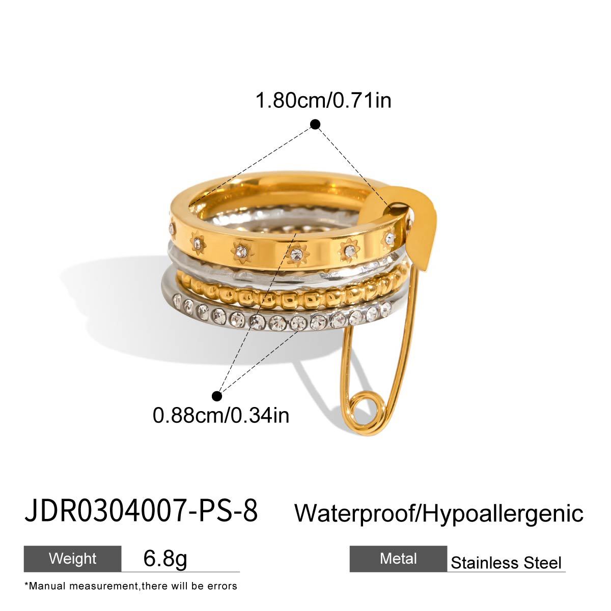 Multi-Layer Rhinestone Stackable Ring - DippedShop Wholesale - #1507